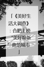 《美好生活大调查》：合肥上榜“美好焕新”典范城市