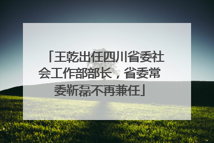 王乾出任四川省委社会工作部部长，省委常委靳磊不再兼任