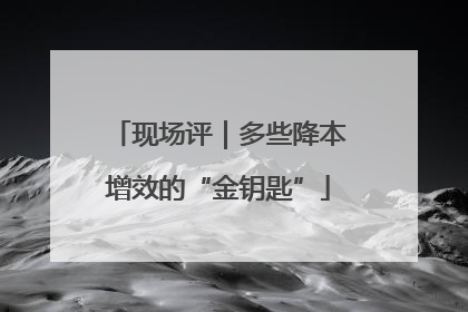 现场评｜多些降本增效的“金钥匙”