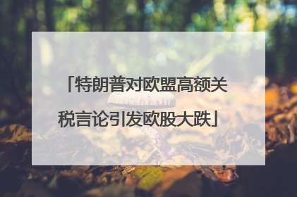 特朗普对欧盟高额关税言论引发欧股大跌