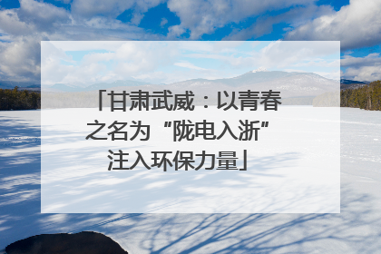 甘肃武威：以青春之名为“陇电入浙”注入环保力量