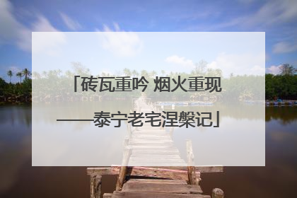 砖瓦重吟 烟火重现——泰宁老宅涅槃记