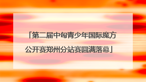 第二届中匈青少年国际魔方公开赛郑州分站赛圆满落幕
