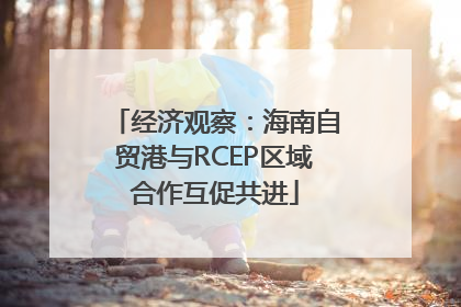 经济观察：海南自贸港与RCEP区域合作互促共进