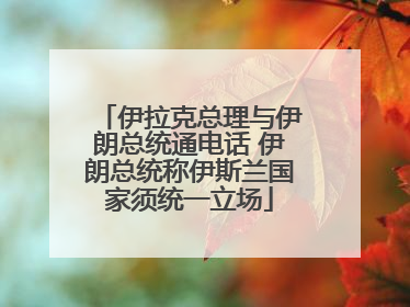 伊拉克总理与伊朗总统通电话 伊朗总统称伊斯兰国家须统一立场