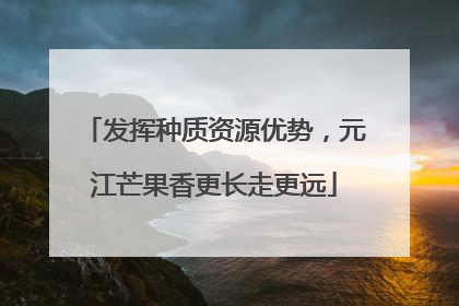 发挥种质资源优势，元江芒果香更长走更远