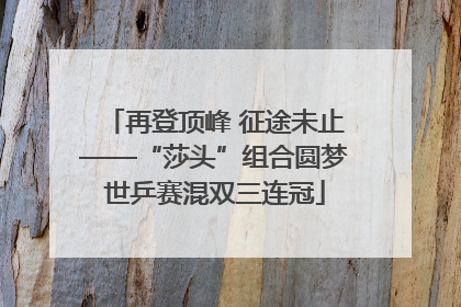 再登顶峰 征途未止——“莎头”组合圆梦世乒赛混双三连冠