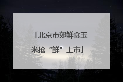 北京市郊鲜食玉米抢“鲜”上市