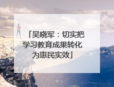 吴晓军：切实把学习教育成果转化为惠民实效