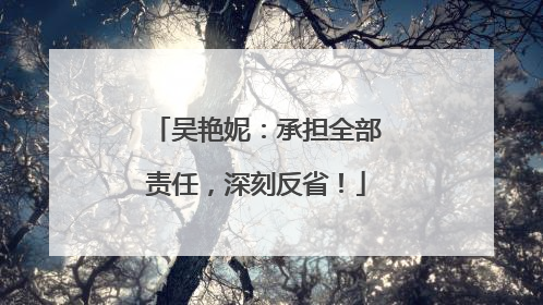 吴艳妮：承担全部责任，深刻反省！
