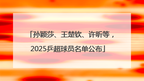 孙颖莎、王楚钦、许昕等，2025乒超球员名单公布