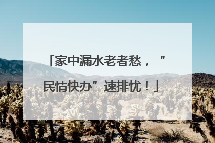 家中漏水老者愁，“民情快办”速排忧！
