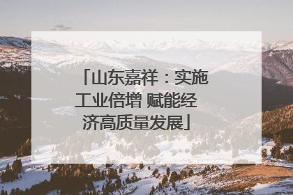 山东嘉祥：实施工业倍增 赋能经济高质量发展