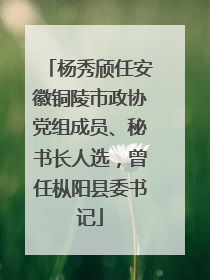杨秀颀任安徽铜陵市政协党组成员、秘书长人选，曾任枞阳县委书记