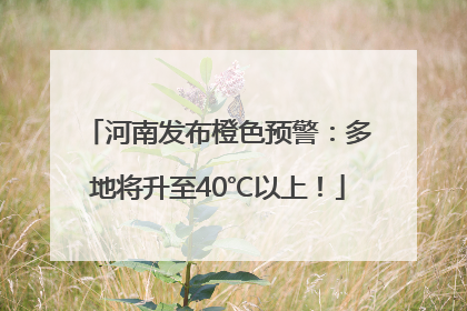 河南发布橙色预警：多地将升至40℃以上！