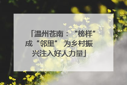 温州苍南：“榜样”成“邻里” 为乡村振兴注入好人力量