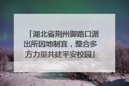 湖北省荆州御路口派出所因地制宜，整合多方力量共建平安校园