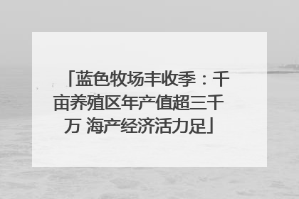 蓝色牧场丰收季：千亩养殖区年产值超三千万 海产经济活力足