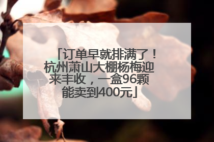 订单早就排满了！杭州萧山大棚杨梅迎来丰收，一盒96颗能卖到400元