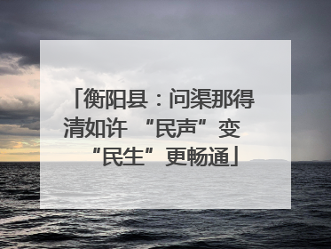 衡阳县：问渠那得清如许 “民声”变“民生”更畅通