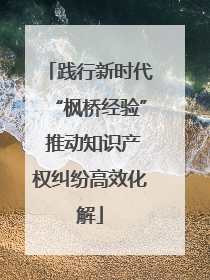 践行新时代“枫桥经验” 推动知识产权纠纷高效化解
