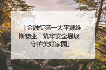 金融街第一太平戴维斯物业｜筑牢安全堤坝 守护美好家园