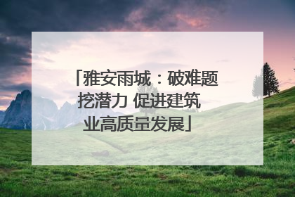 雅安雨城：破难题 挖潜力 促进建筑业高质量发展
