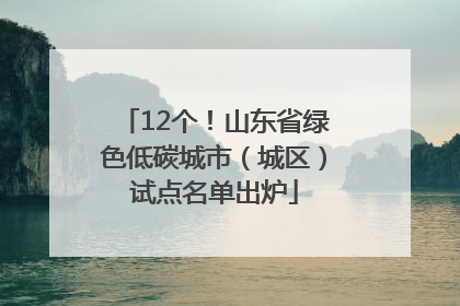 12个！山东省绿色低碳城市（城区）试点名单出炉