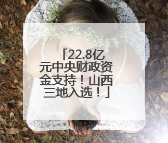 22.8亿元中央财政资金支持！山西三地入选！